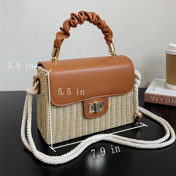 Straw Crossbody Bag Women Summer Beach Purse Tote Travel Accessories - Picture 4 of 5